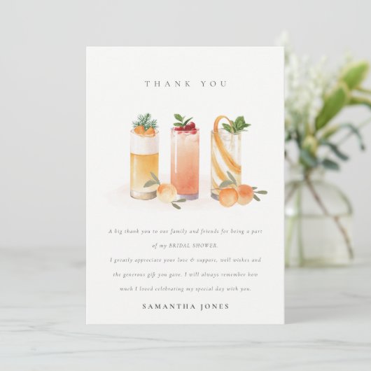 Carte De Remerciements Cocktail de fruits mignons Orange Blush Baby Showe (Debout devant)