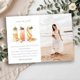 Carte De Remerciements Cocktail de fruits mignons Photo de mariage Orange