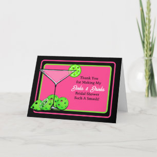 Carte De Remerciements Cocktail Dinks & Drinks pour la Mariée de Pickleba