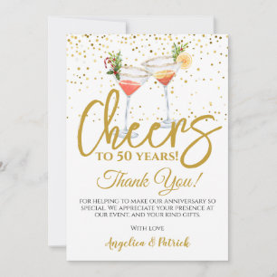 Carte De Remerciements Cocktails de fête pour les 50 ans