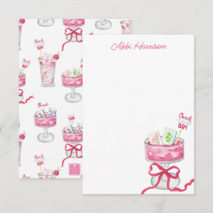 Carte De Remerciements Cocktails Mahjong Rose Chaud Aquarelle