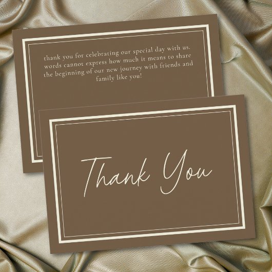 Carte De Remerciements Cocoa Brown Minimalist Frame Wedding
