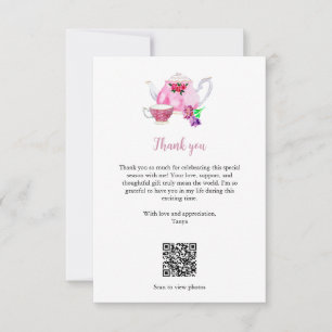 Carte De Remerciements Code QR de la fête de thé de douche de mariée Love