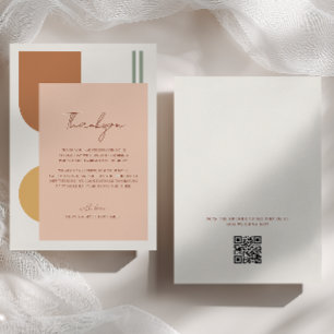 Carte De Remerciements Code QR de mariage bohème rose corail Arches color