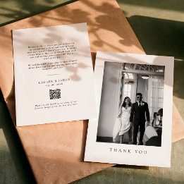 Carte De Remerciements Code QR de photo de mariage formel classique