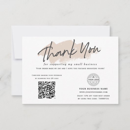 Carte De Remerciements Code QR logo des médias sociaux petite entreprise  (Devant)