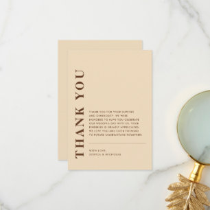 Carte De Remerciements Code QR moderne minimaliste Mariage beige clair