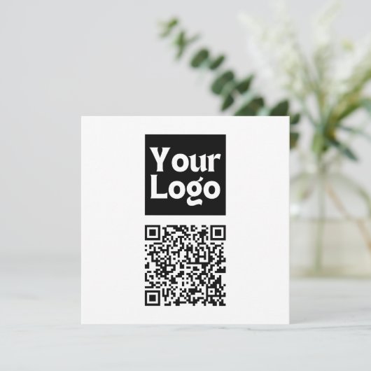 Carte De Remerciements Code QR modifiable et logo ou image de votre entre (Debout devant)