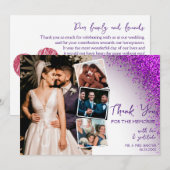 Carte De Remerciements Code QR Pailleté Rétro Violet Magenta Moderne (Devant / Derrière)