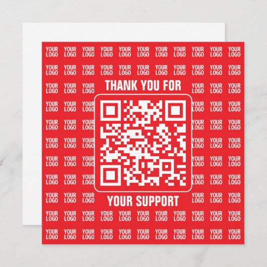 Carte De Remerciements Code QR promotionnel (modifiable) avec Motif Logo (Devant / Derrière)