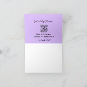 Carte De Remerciements Code QR simple pour baby shower avec texte de nom