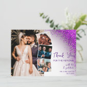 Carte De Remerciements Code QR Violet Magenta Violet Moderne Rétro Paille (Debout devant)