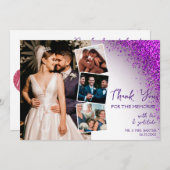 Carte De Remerciements Code QR Violet Magenta Violet Moderne Rétro Paille (Devant / Derrière)