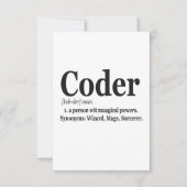 Carte De Remerciements Coder Définition Funny mignon Ordinateur Cadeau Ne (Devant)