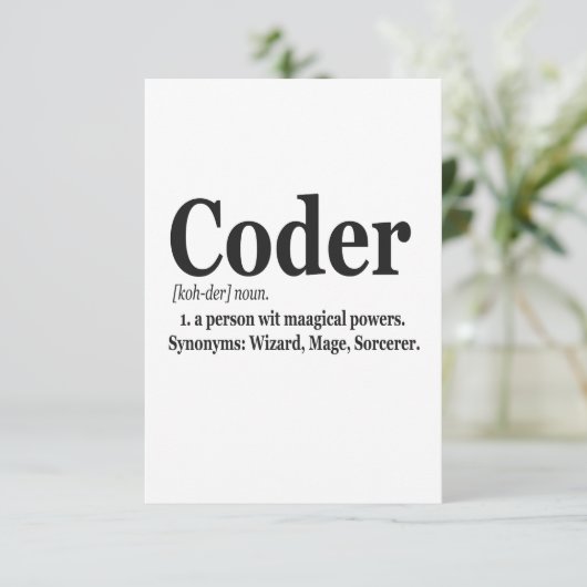 Carte De Remerciements Coder Définition Funny mignon Ordinateur Cadeau Ne (Debout devant)
