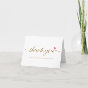 Carte De Remerciements Cœur aquarelle Or Moderne Script Petite entreprise