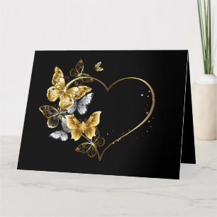 Carte De Remerciements Coeur aux papillons d'or
