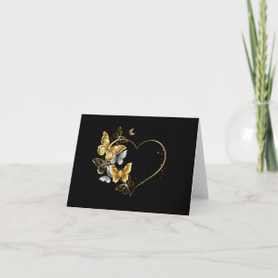 Carte De Remerciements Coeur aux papillons d'or