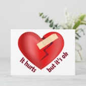 Carte De Remerciements Coeur brisé guéri avec patch et citation de vie (Debout devant)