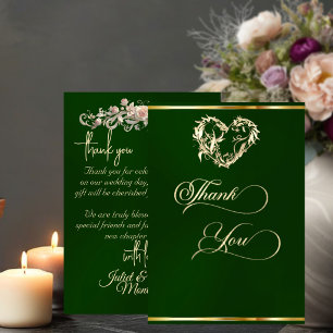 Carte De Remerciements Cœur & Calligraphie - Émeraude