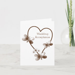 Carte De Remerciements Coeur Chocolat Et Papillons Mariage Acceptation