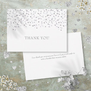 Carte De Remerciements Cœur d'amour argent Confetti