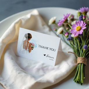 Carte De Remerciements Coeur de Fête des mariées afro-américain