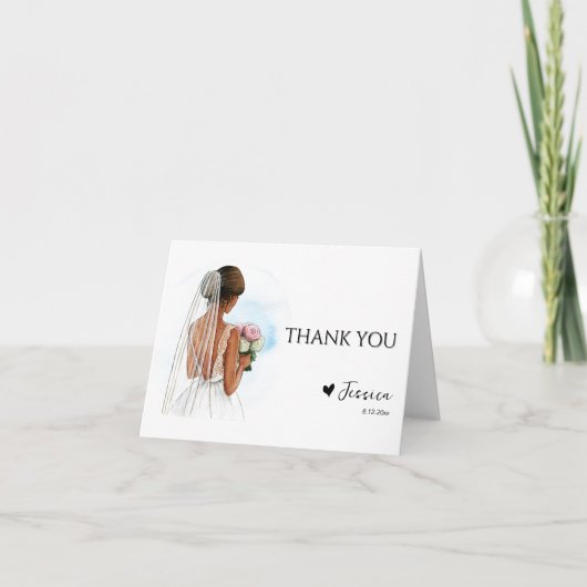 Carte De Remerciements Coeur de Fête des mariées afro-américain (Devant)