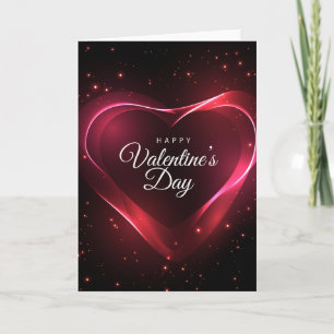 Carte De Remerciements Cœur de la Saint-Valentin Rouge Néon Parmi des Éto
