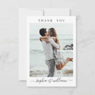 Carte De Remerciements Coeur de mariage simple et élégant Photo simple