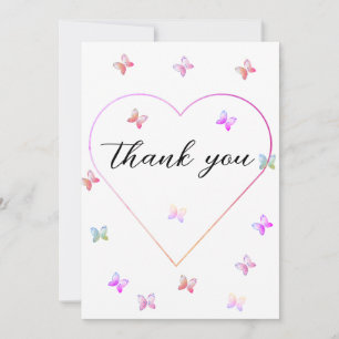Carte De Remerciements coeur de papillons volants modernes