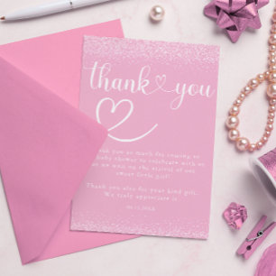 Carte De Remerciements Cœur de remerciement en écriture avec paillettes r