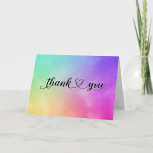Carte De Remerciements Cœur de remerciement souriant sur aquarelle