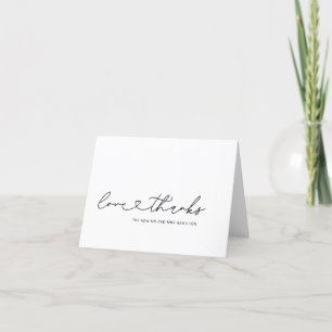 Carte De Remerciements Cœur de script d'amour et de remerciement Photo de