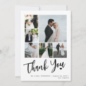 Carte De Remerciements Coeur de script moderne mariage photo collage (Devant)