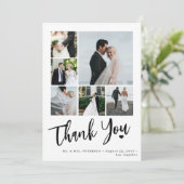Carte De Remerciements Coeur de script moderne mariage photo collage (Debout devant)