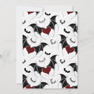 Carte De Remerciements Coeur d'Halloween avec ailes de chauve-souris noir