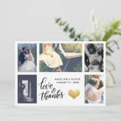 Carte De Remerciements Cœur Doré | Photo de Mariage | Script Love & Thank (Debout devant)