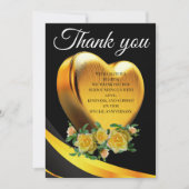 Carte De Remerciements Coeur doré rose blanche et jaune (Devant)