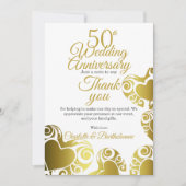 Carte De Remerciements Coeur du 50e anniversaire du Mariage (Devant)