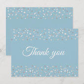 Carte De Remerciements Cœur en argent Confetti Écriture Remerciements (Devant / Derrière)