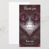 Carte De Remerciements Coeur gothique pourpre 001 (Devant / Derrière)