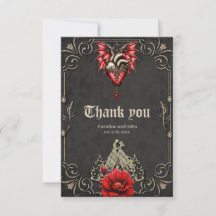 Carte De Remerciements Coeur majestueux, romance gothique