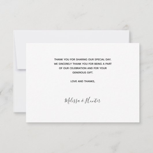 Carte De Remerciements coeur photo mariage simple script élégant (Dos)