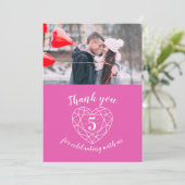 Carte De Remerciements Coeur rose anniversaire 5 ans (Debout devant)