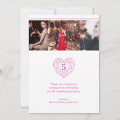 Carte De Remerciements Coeur rose anniversaire 5 ans (Dos)