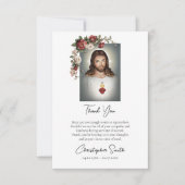 Carte De Remerciements Cœur Sacré de Jésus Funérailles Catholiques Romain (Devant)