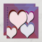 carte de remerciements Coeurs 3D (Devant / Derrière)