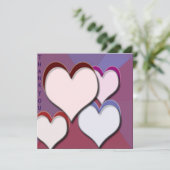 carte de remerciements Coeurs 3D (Debout devant)