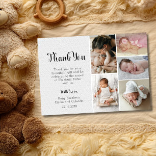 Carte De Remerciements Cœurs blancs chic Six Remerciements de Baby Shower